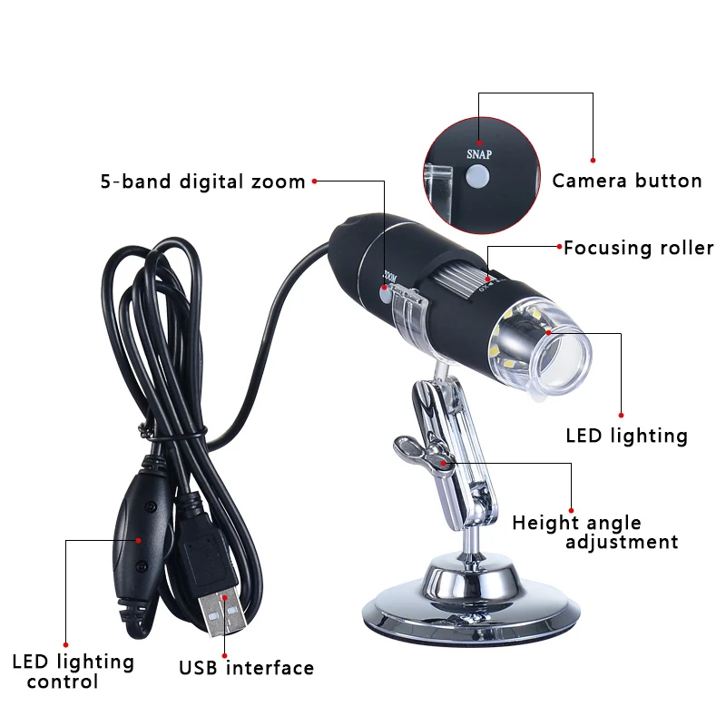 500X 1000X 1600X 8 LED USB микроскоп камера Лупа электронные цифровые микроскопы
