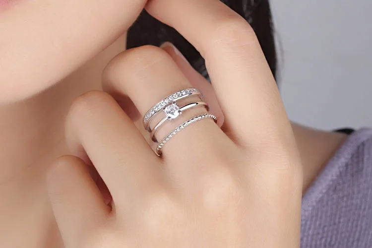 

TJP Charm Crystal Stones Rose Gold Female Finger Rings Accessories Fashion Silver 925 Rings For Women Girl Bride Wedding Jewelry
