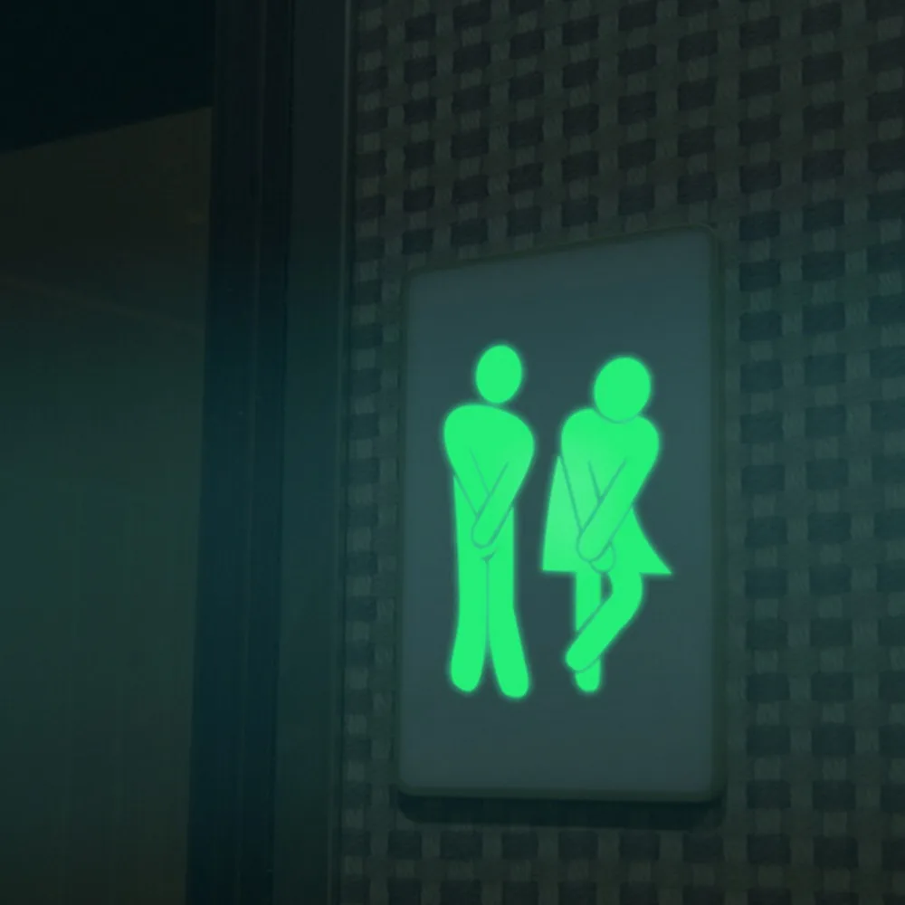 Светящаяся дверь туалета настенная наклейка флуоресцентный креативный дверной