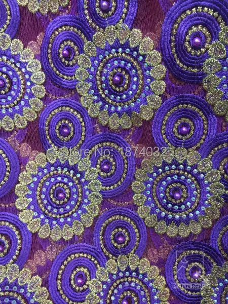 Высокое качество 2016 органзы Тюль кружева с блестками в африканском стиле вышивка французский чистая камень