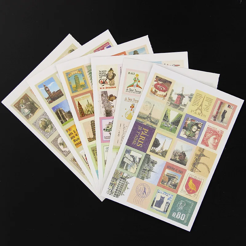 4 листа винтажная наклейка штамп для старого Парижа Лондона|Канцелярские