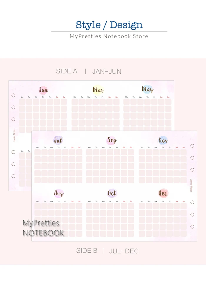 MyPretties Фэнтези Yearlly ежемесячный планировщик пополнения бумаги A5 A6 три раза заправки для 6 отверстие Binder блокнот-Органайзер