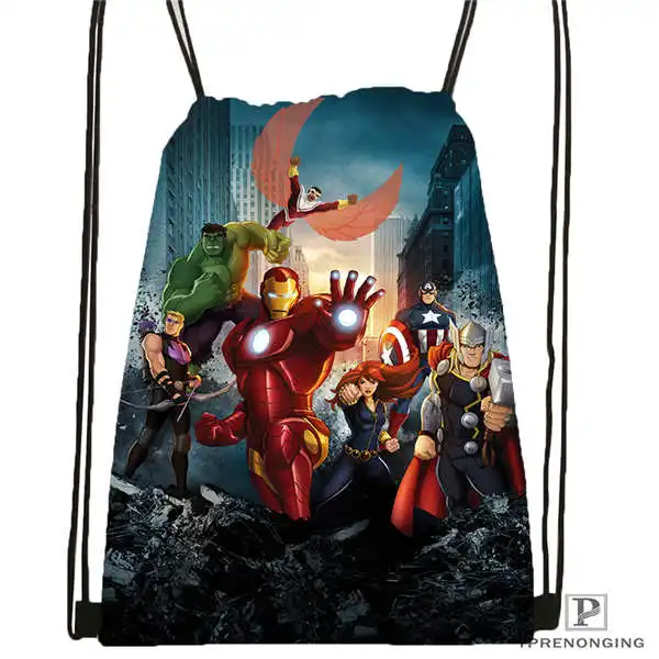 Drawstring Backpack Пользовательские marvel_character_group Drawstring сумка-рюкзак милый рюкзак детский Ранец(черный назад) 31x40 см#2018612-01-18 - Цвет: Drawstring Backpack