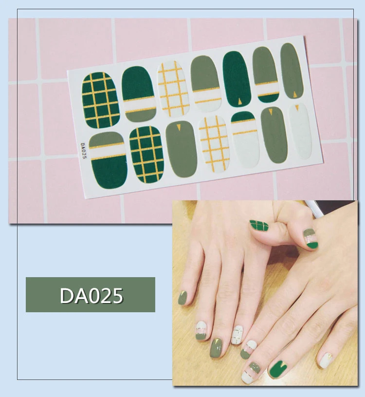 14 насадок/набор полное покрытие наклейки для ногтей s Обертывания DIY наклейки для нейл-арта простые наклейки s самоклеющиеся наклейки для ногтей розовый белый черный зеленый