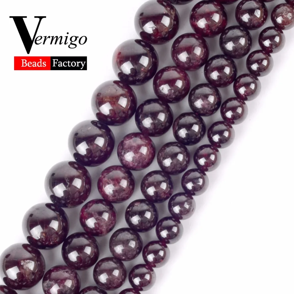 

Natural Stone Round Dark Red Garnet Beads 4 6 8 10mm Loose Beads For Jewelry Making Diy Necklace Bracelet 15" Wholesale
