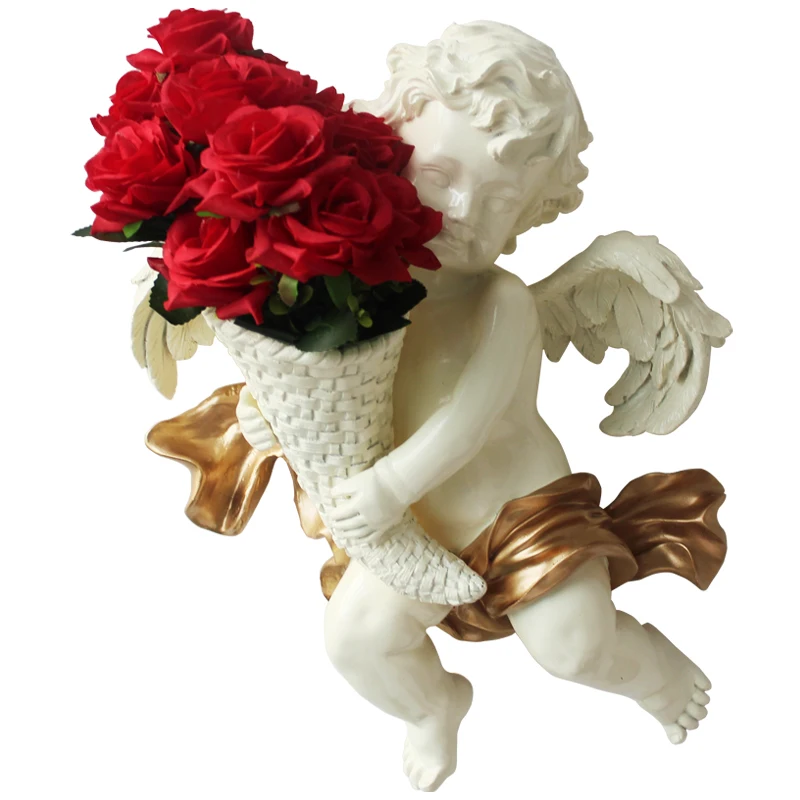 

European angel hanging vase living room TV background wall mural pendant home wall decorations