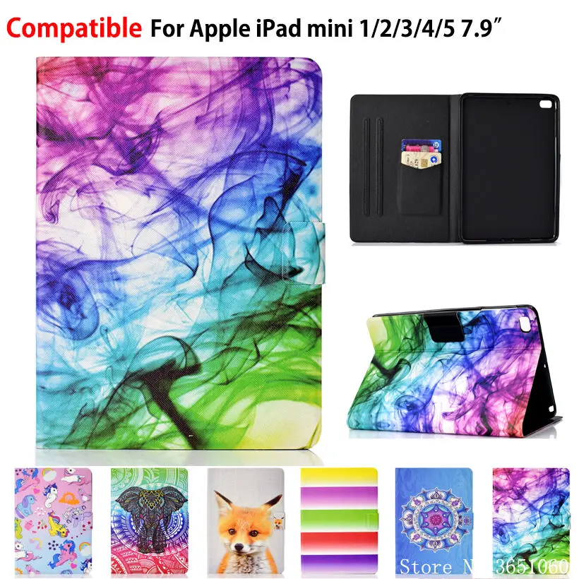

Чехол для Apple iPad Mini5 2019 Mini 5 4 3 2 1, умный чехол 7,9 дюйма, чехол для планшета, окрашенный силиконовый чехол-подставка из искусственной кожи