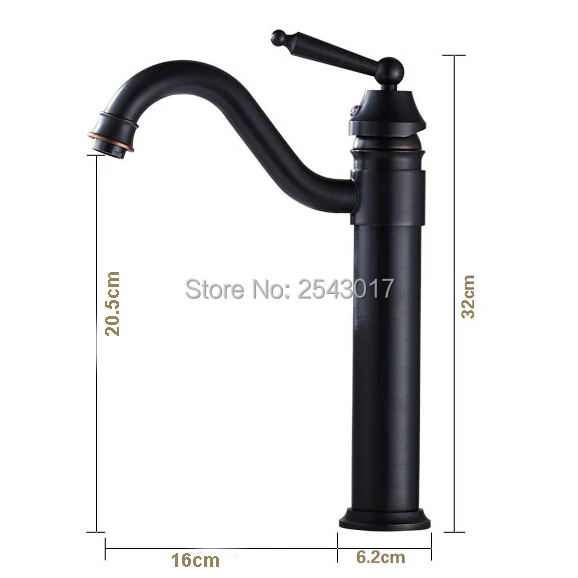 Черный смеситель для ванной комнаты вращающийся на 360 градусов Носик раковины