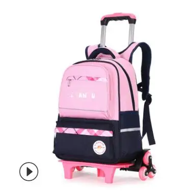 6 wheels pink Детские Сумки на колесиках, Детский рюкзак на колесиках для девочек, детская школьная сумка на колесиках, дорожная сумка на колесиках, школьный рюкзак, сумка для детей - Цвет: 6 wheels pink