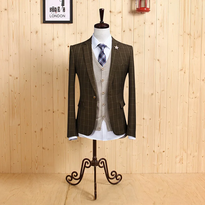 Free Shipping 2014 Autumn Men Business Dress Wedding Suits High Quality No-Iron Blazer Man Apparel Retro England Style Slim | Мужская