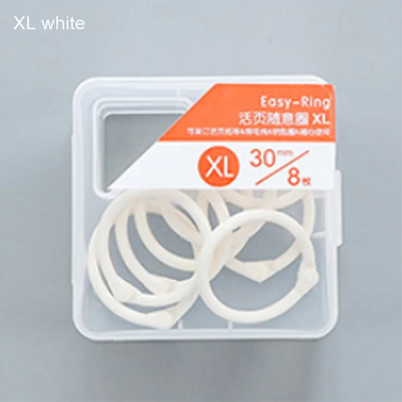 XL white Пластиковые Брелоки для ключей, простое кольцо, календарь, многофункциональные кольца, связующий лист, сделай сам, ремесло, цветные, 1 коробка - Цвет: XL white