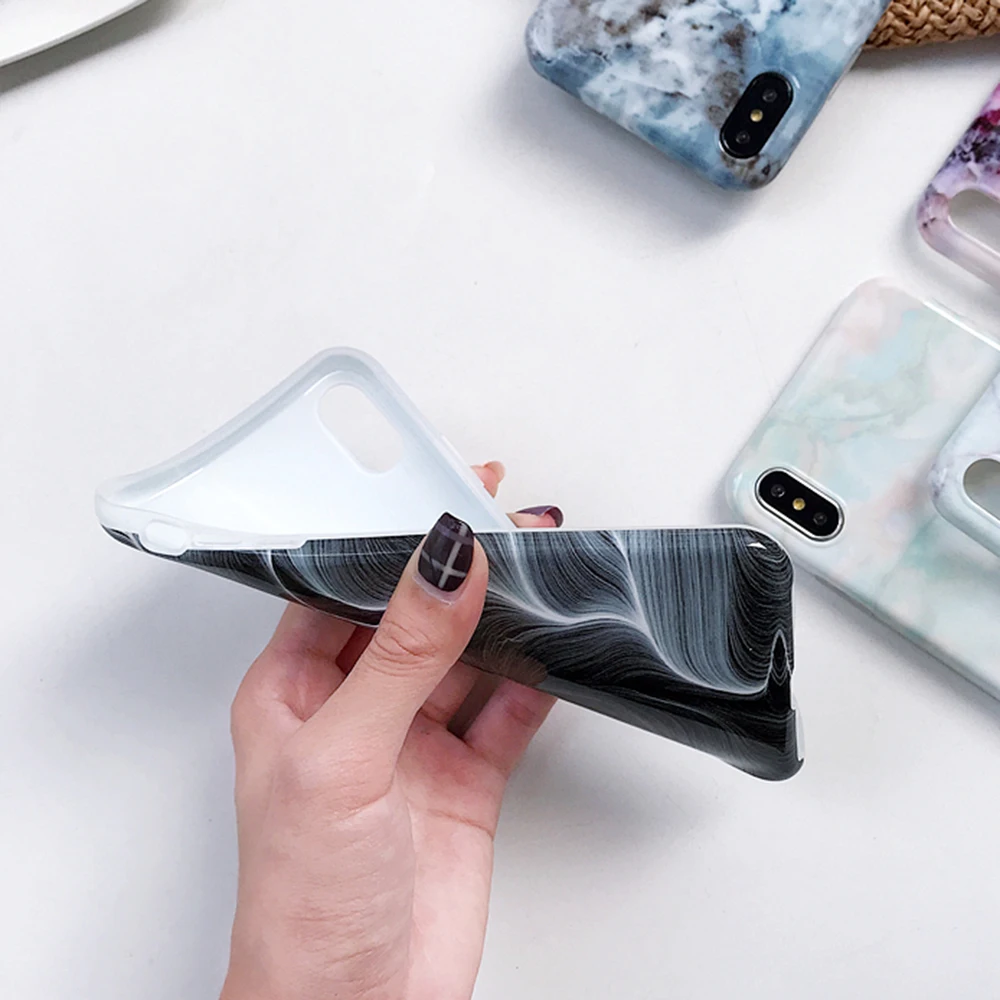 For iPhone 8 Case Luxury Marble Patterned Slim Fit TPU Cover for 7 Plus X Xr Anti-Scratch Anti-Finger Mobile Phone Shell |