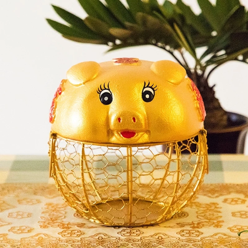 Золотой свиньи керамическая подставка для яиц курица Проволочная Корзина