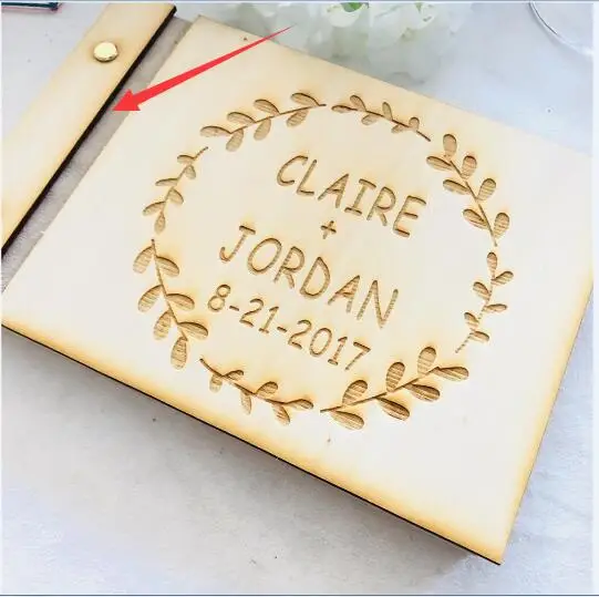 Gray Strip Book Customied деревенский Свадебный Гостевая книга по заказу жениха и невесты имя Подарок на годовщину свадьбы деревянный Подпись книжные принадлежности - Цвет: Gray Strip Book
