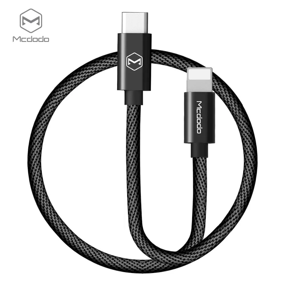 MCDODO автоматическое отключение PD Быстрая зарядка USB кабель для iPhone 11Pro XS Max XR X 8 7 6 6S Plus type C быстрое зарядное устройство для зарядки телефона - Цвет: PD Cable Black