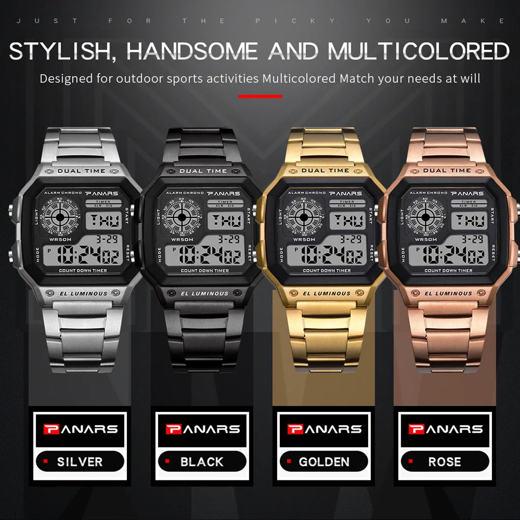 

Men's Wristwatch Waterproof Multi Function Square Fashion Sports Watches Man Electronic Watch erkek kol saati dijital