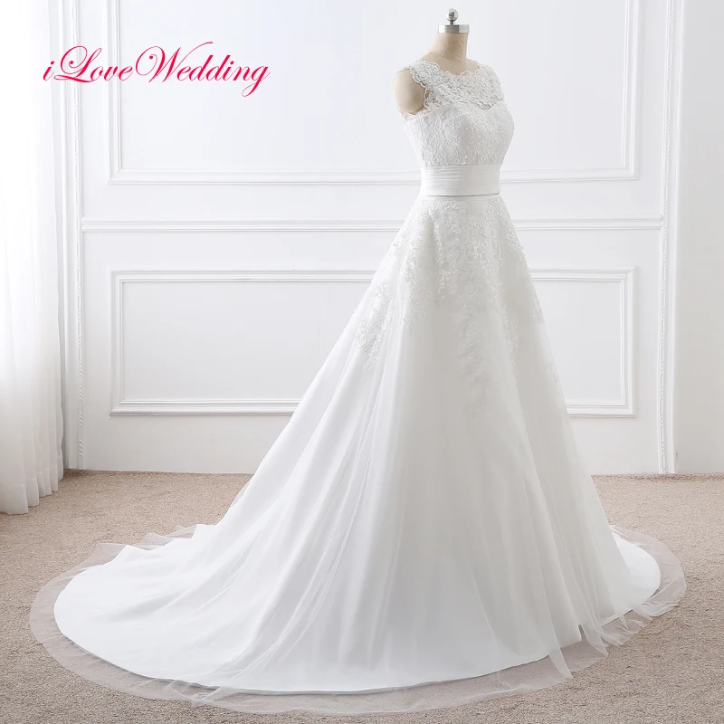 Женские свадебные платья из двух частей длинные белые без рукавов с глубоким