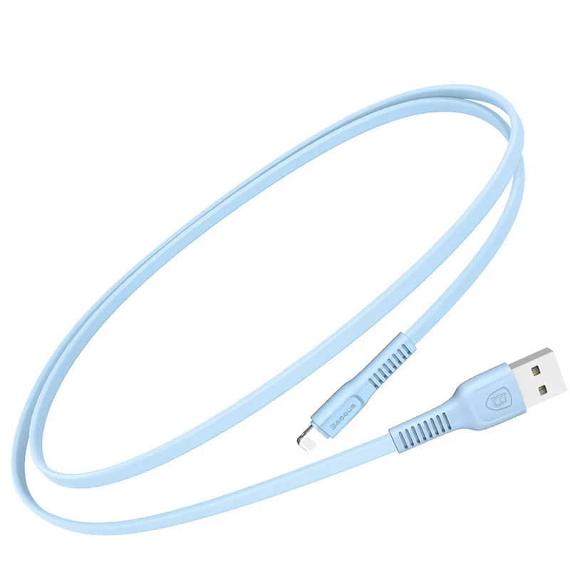 Light blue Baseus плоский USB кабель для iPhone X 8 plus 7 plus 6 6S plus 2A Дата зарядный кабель для iPhone lightning Кабель Провод шнур - Цвет: Light blue