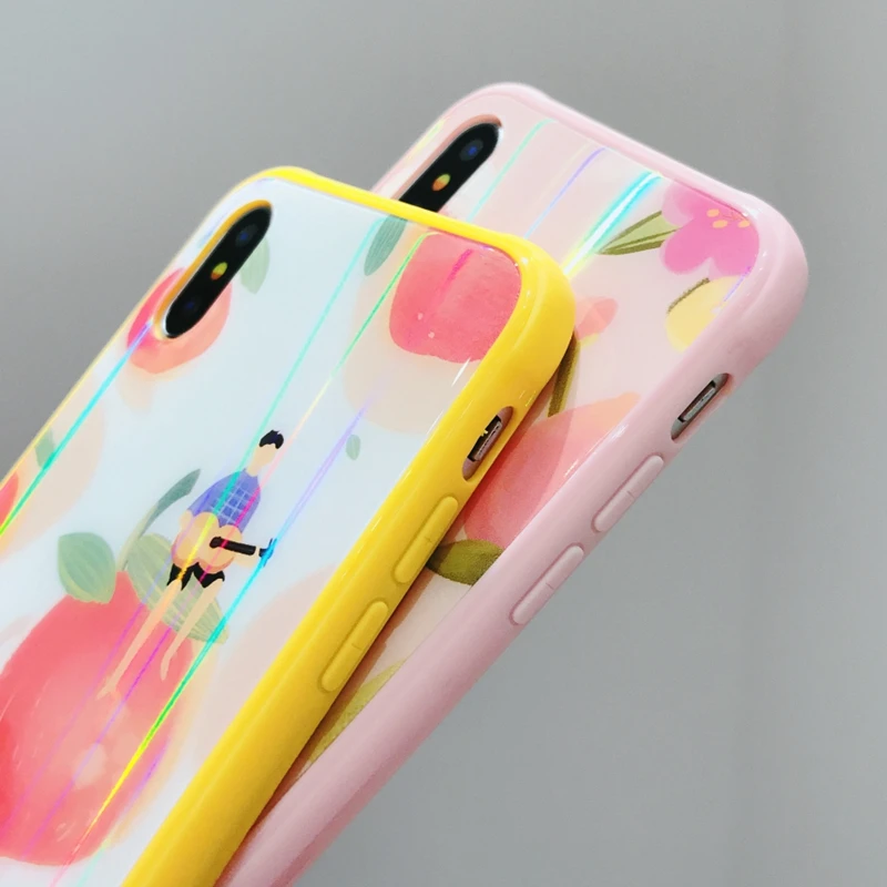 Чехол чехол для iPhone 8 Plus роскошный цветной Аврора стеклянный телефона на 7 6 6s X