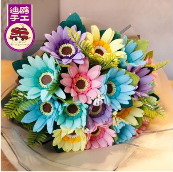 Emulation flower bouquet Felt kit Non-woven cloth Craft DIY Sewing set Handwork Material needlework supplies | Дом и сад
