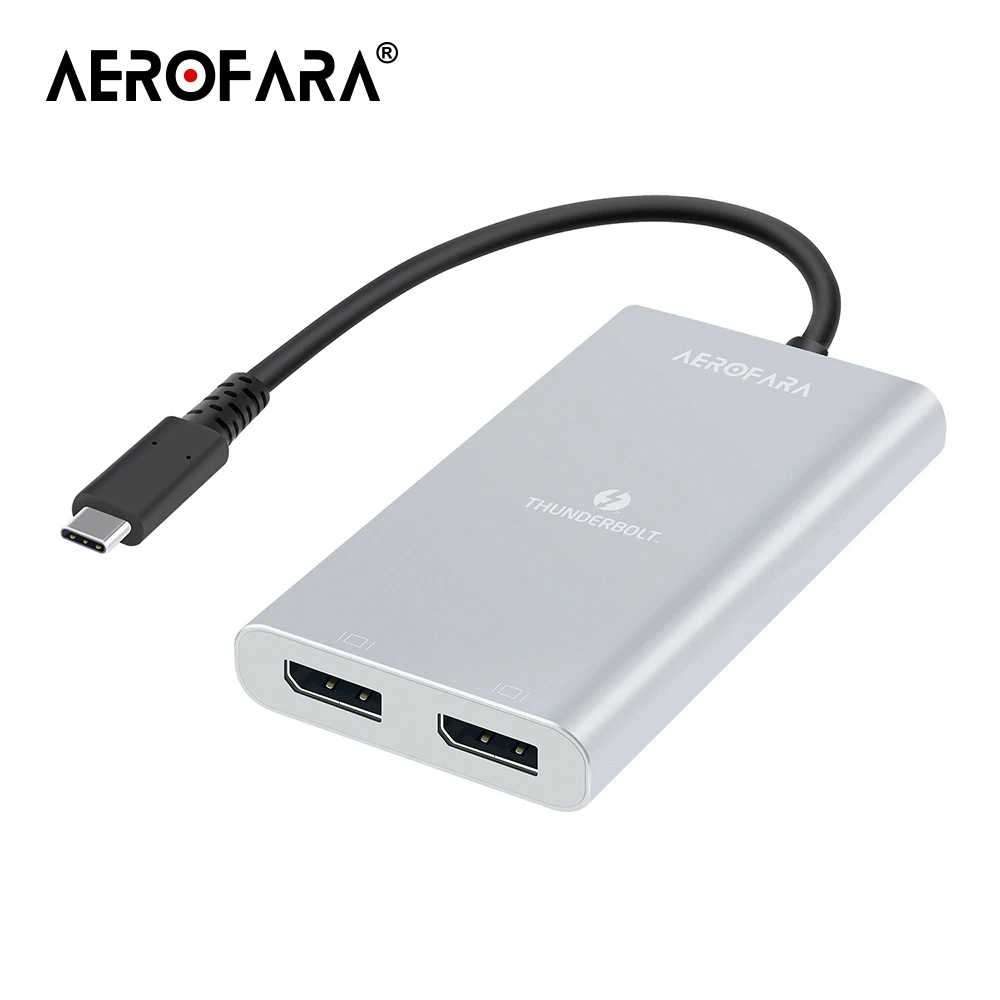 Адаптер Thunderbolt 3 с двойным разъемом Displayport для Mac и Windows два порта 4K 60Hz монитор AV Video
