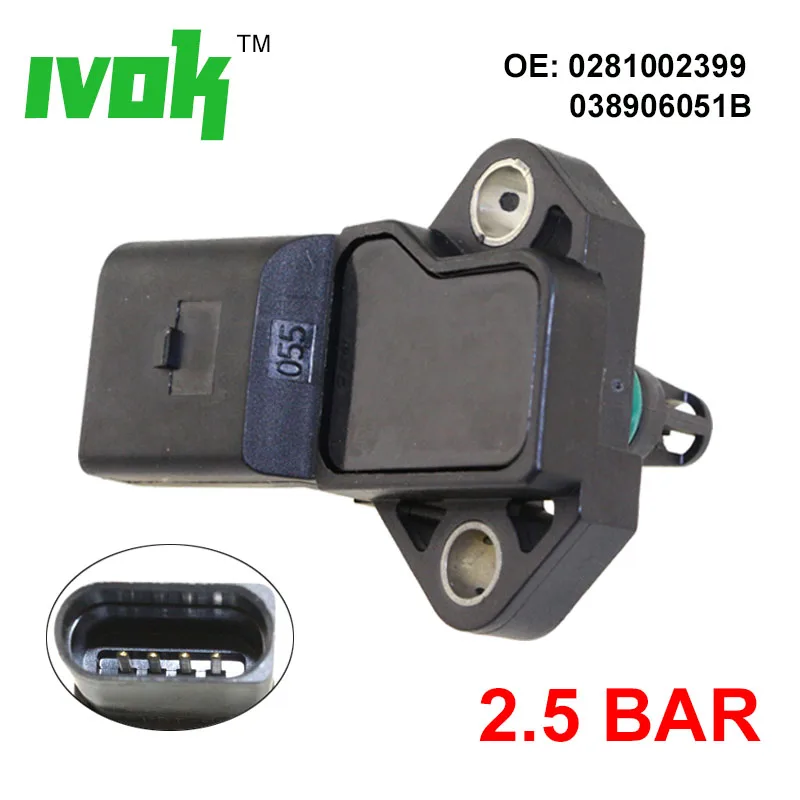 2,5 бар MAP датчик для VW Bora Caddy III GOLF BEETLE Multivan Sharan Touran 1,4 TSI 1,8 1,9 TDI 0 281 002 399 038 906 051 B