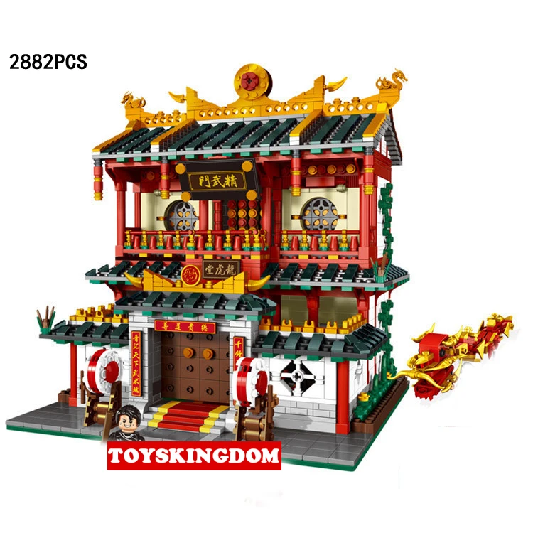 Вид на улицу города Chinatown Китайский кунг-фу ушу зал Moc строительные блоки модель