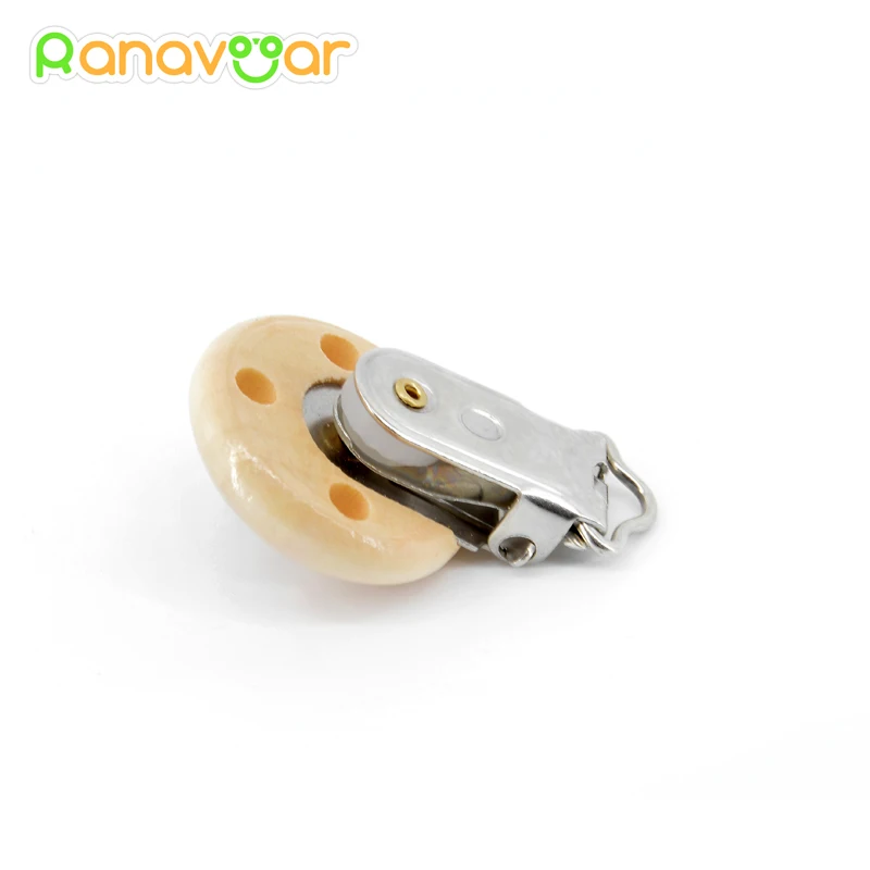 5 шт древесины Детская пустышка на цепочке с прищепкой зажимов естественным Цвет