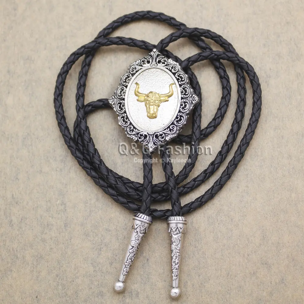 Модное позолоченное ожерелье с кожаным галстуком Баффало рожком и для мужчин
