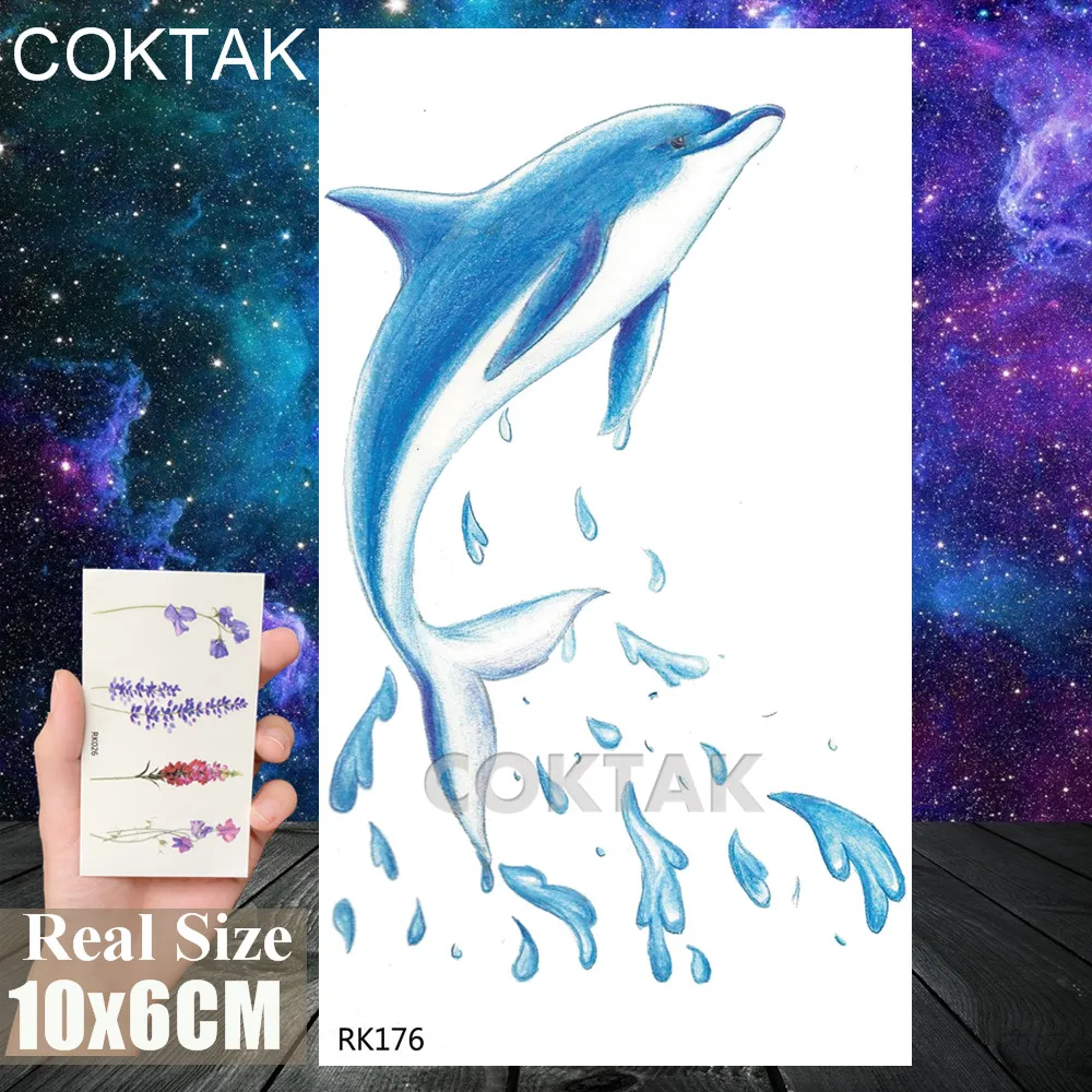 CRK176 Морская жизнь, Временные татуировки, акварельные медузы, бумага для мужчин, женщин, детей, Переводные татуировки, поддельные боди-арт, флеш-тату - Цвет: CRK176