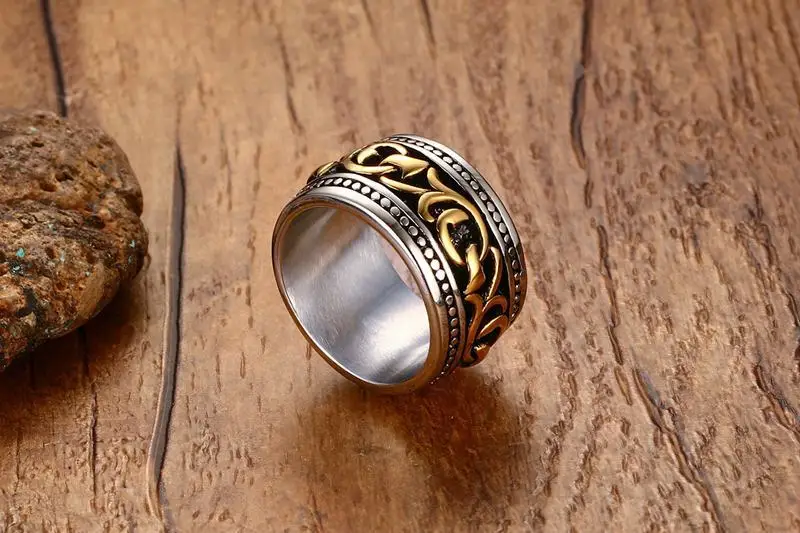 Goldays Кольца для Для мужчин ретро в стиле панк Нержавеющая сталь личности 15.5 мм