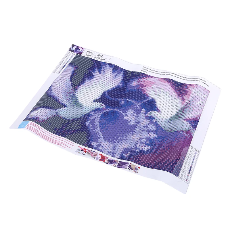 Картина цветная алмазная живопись гипс вышитая вышивка крестиком Пара птиц