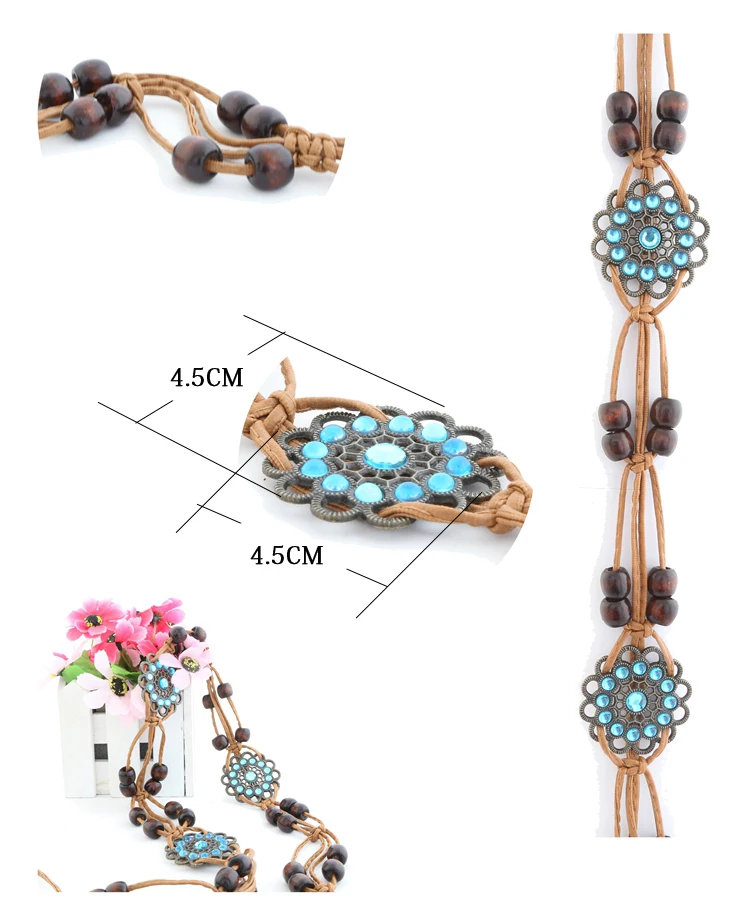 BooLawDee женский тканый пояс с бабочкой и узлом украшенный бисером богемный для