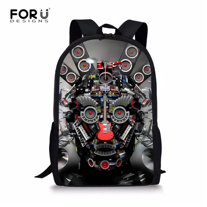 FORUDESIGNS/панк громкоговоритель печать школьные сумки для мальчиков, детская школьная сумка, Детский Школьный рюкзак 3 шт./компл. Детские книжные сумки ручка Mochila - Цвет: W2981C