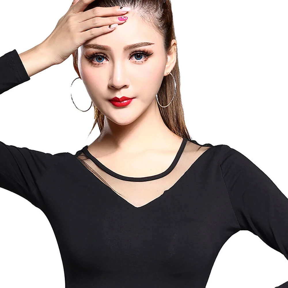 Новое поступление 2017 года Латинской Танцы Топ Модальные Марли черный Лулу платье