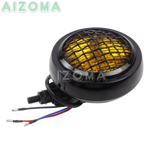 Black Yellow Lens 4," Кафе фара гонщика мотоцикл Гриль Крышка головного света герметичная луч желтая лампа для Honda Yamaha Harley CB XS SR 250 - Цвет: Black Yellow Lens