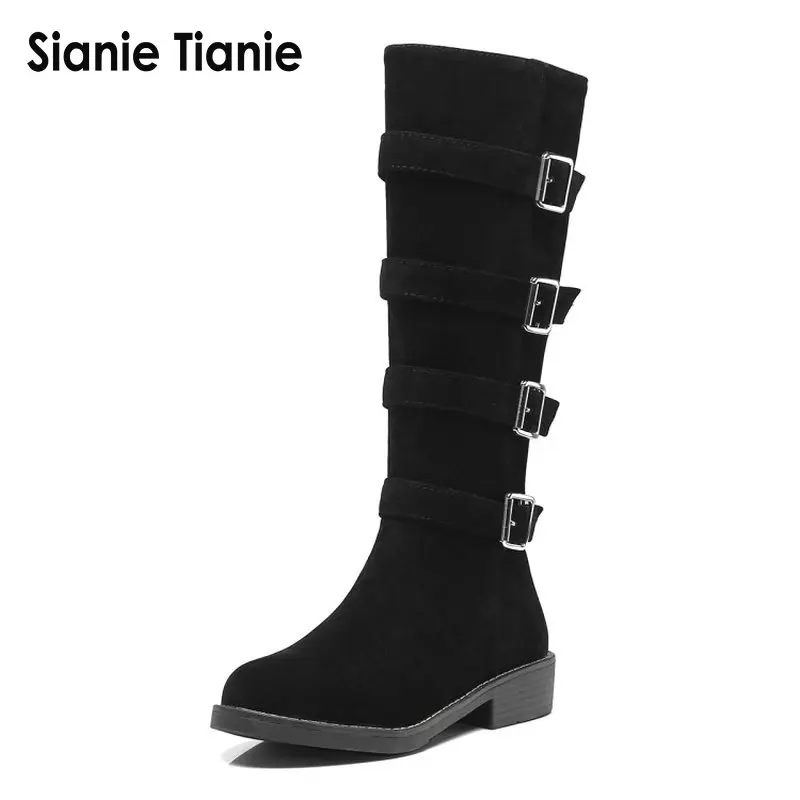 Sianie Tianie/теплые женские туфли на низком каблуке из искусственной замши Зимняя