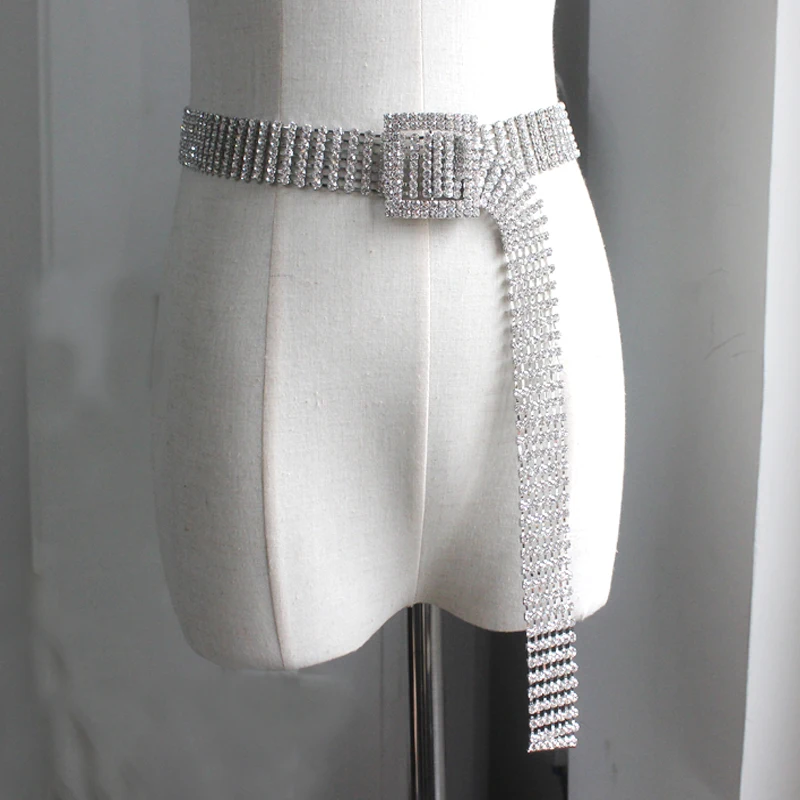 2019 new Luxury Rhinestones Crystals Wedding Belts Bridal female Metal Tassel Chain pin buckle women man Bling Accessories