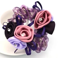 1piece hair accessories for girl women 3d rose hair rope super elastic headbands floral ponytail scrunchie high quality
