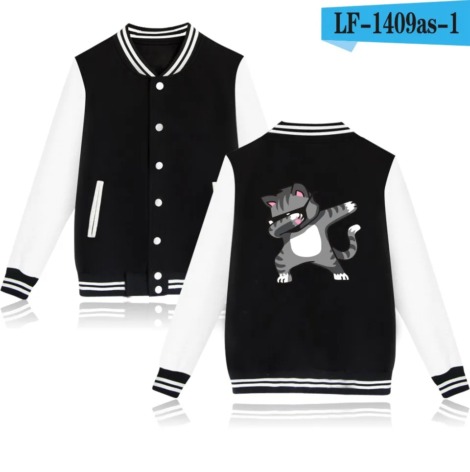 Black and White Куртка-бомбер с забавным принтом панды, собаки, кошки, единорога, casaco masculino, Мужская и Женская бейсбольная куртка, розовая, jaqueta feminina - Цвет: Black and White
