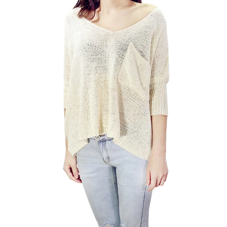 Увеличить Большие размеры низкая Круглый Воротник пуловер свитер новый женский