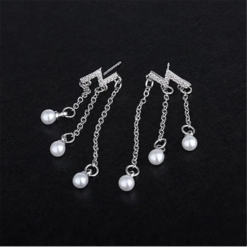 2019 New Design Tassels Pearls Earrings 925 Sterling Silver Drop For Women Fine Jewelry Free Shipping Brincos | Украшения и