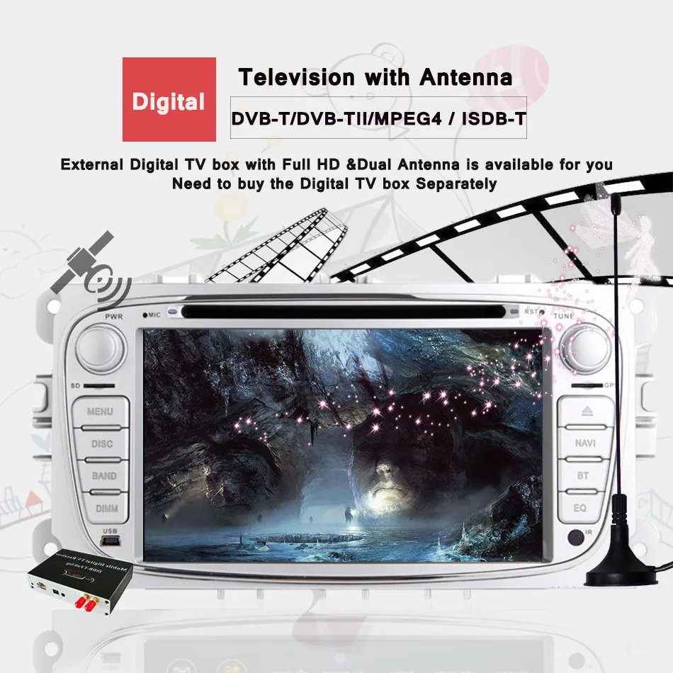2 din android 10 Восьмиядерный автомобильный DVD плеер GPS Navi для Ford Focus Mondeo Galaxy с аудио