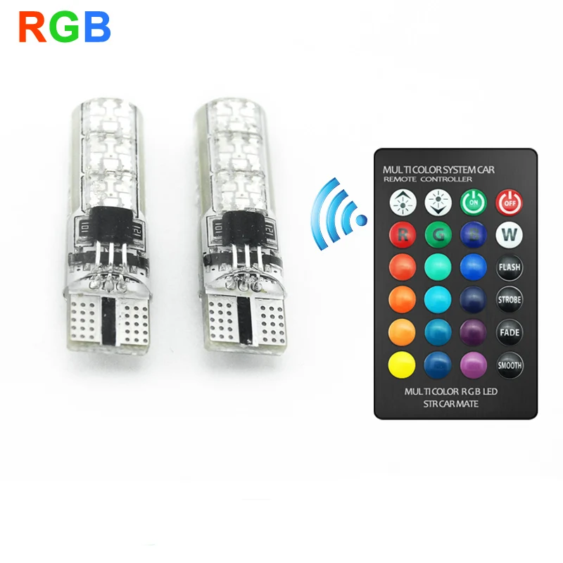 

FEELDO 10Set Remote Control Car T10 5050 6 LED RGB Clearance LED Light Silica Gel Reading Light Bulb Interior Lamps #FD-1030