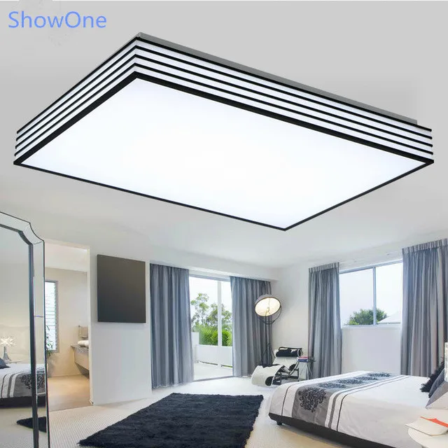 Black and white modern bedroom ceiling lights living room rectangular LED lamp lighting the corridor minimalist | Лампы и освещение