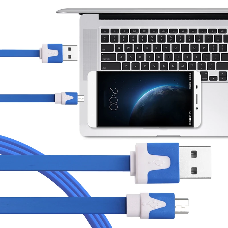 USB Cable Micro 2.0 Sync Charging Flat Noodle Mobile Phone Cables For Android Samsung Huawei Xiaomi HTC LG USBC118 | Мобильные