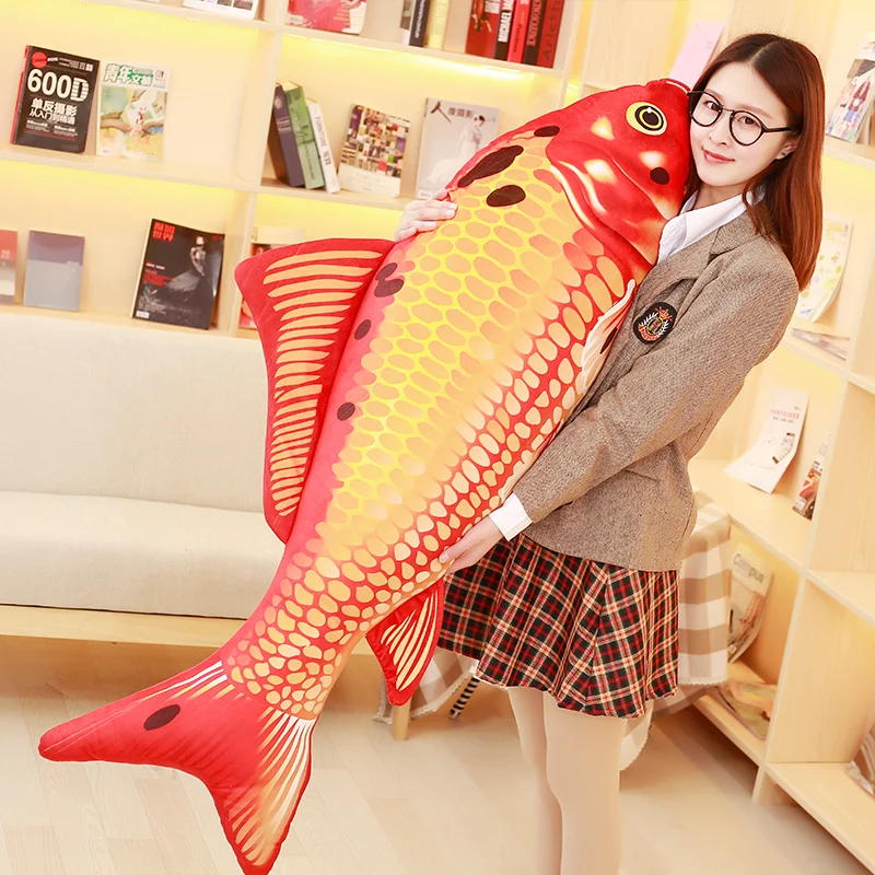 

lovely plush red Carp fish toy stuffed big carp design pillow doll gift about 140cm 2856