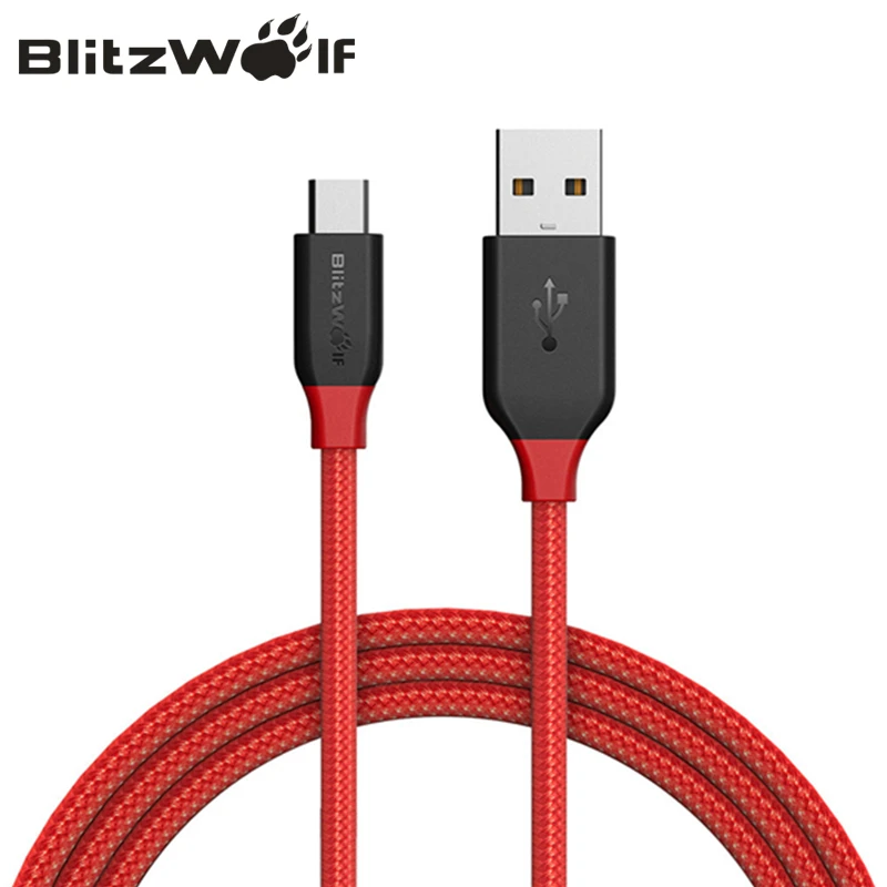 Кабель Micro USB BlitzWolf 0 9 м 1 8 2 4 А мобильный телефон Небьющийся кабель для быстрой