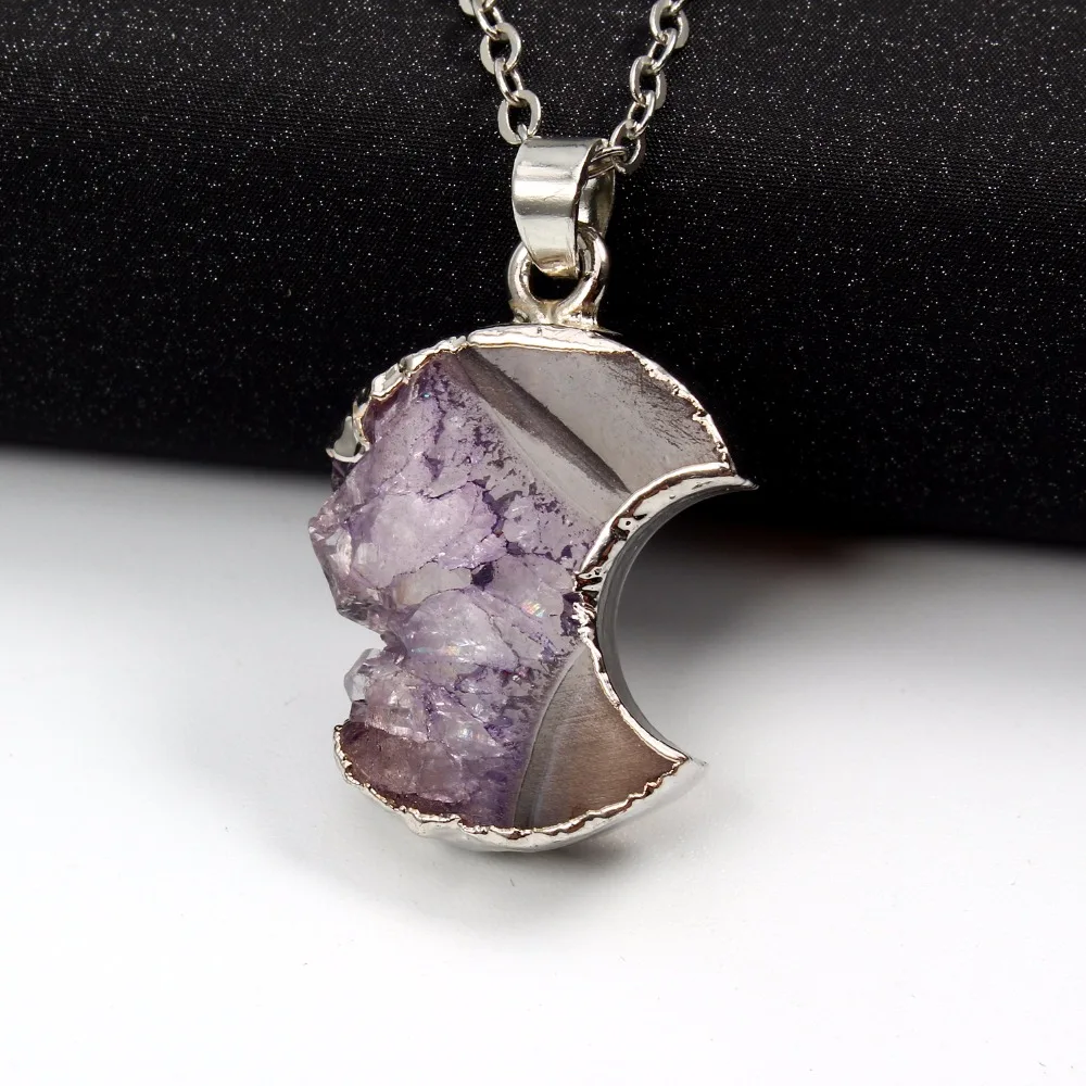 Dayoff Druzy Dursy камень кулон цепочки и ожерелья s для женщин Jewelry посеребренный простой