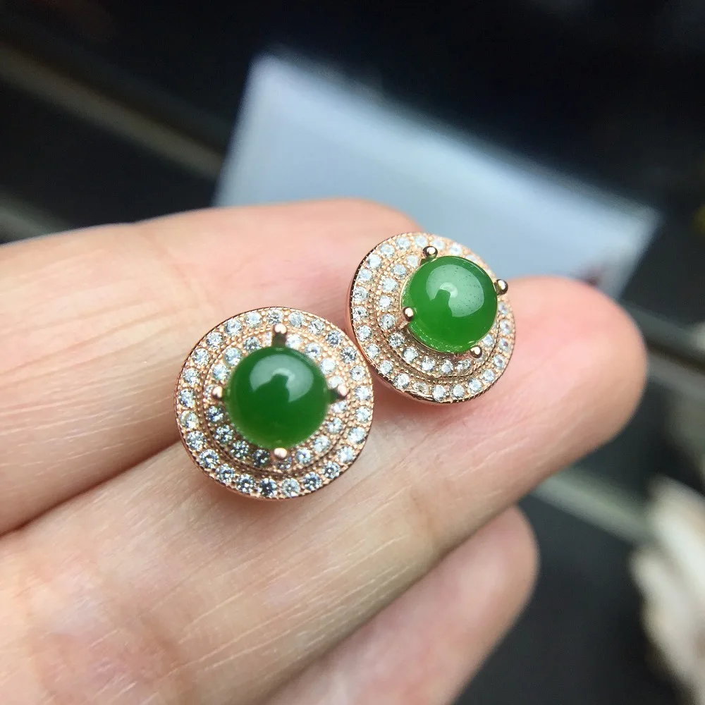 

KJJEAXCMY fine jewelry 925 silver inlaid with natural jasper nail Korean version of crystal earrings.
